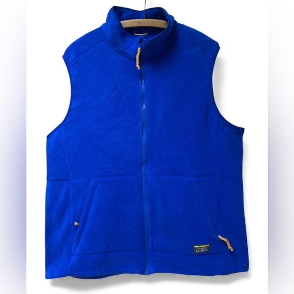 LL Bean Mountain Classic Men’s XL Regatta Blue Zip Up Fleece Vest Like New - Picture 1 of 8